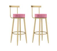 Barstool Counter Height Set of 2 Barstools Velvet Chairs with Bar Stool Kitchen Stools Dining Chairs(25.6inches, 29.5inches) (Pink 25.6in)