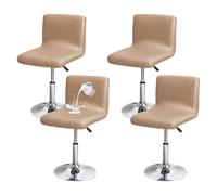 Barstool Covers Slipcovers Waterproof Bar Stool Covers 2 4 6 Pcs, Stretch Slipcover With Bar Stool Cover with Back, for Counter, Kitchen, Dining Room, Hotel,Khaki set of 4