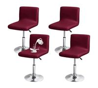 Barstool Covers Slipcovers Waterproof Bar Stool Covers 2 4 6 Pcs, Stretch Slipcover With Bar Stool Cover with Back, for Counter, Kitchen, Dining Room, Hotel,Burgundy set of 4