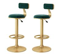 Barstool Set of 2, 360°Swivel Kitchen PU Leather Sponge Cushion Iron Metal Tripod 2-Piece Stool for Breakfast Bar, Counter and Home (Green)
