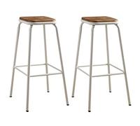 Barstool, Tall Stools, Bar Height Stools, Wood Seat Breakfast Stools with Footrest, Dining Room Kitchen Counter Bar Stool (White 2ps,65cm/26in)