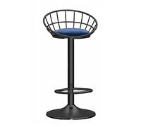 barstool Velvet Upholstered Seat with Backrest, metal bar stools,Black Metal Legs, Kitchen Breakfast Counter Chair Blue,65-80cm