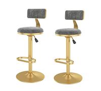 Barstools Adjustable Bar Stool Swivel Velvet Counter Dining Chairs with Back Round Bar Stool Lift High Chair Set of 2 Breakfast Dining Stools