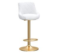 Barstools Adjustable Chairs Barstool with Backrest and Footrest, Breakfast Dining for Kitchen Island, Counter Bar Stools, Pink Velvet Seat+ Gold (White Small)