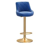 Barstools Adjustable Chairs Barstool with Backrest and Footrest, Breakfast Dining for Kitchen Island, Counter Bar Stools, Pink Velvet Seat+ Gold (Blue Small)