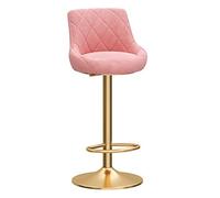 Barstools Adjustable Chairs Barstool with Backrest and Footrest, Breakfast Dining for Kitchen Island, Counter Bar Stools, Velvet Seat+ Gold (Pink Small)