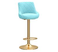 Barstools Adjustable Chairs Barstool with Backrest and Footrest, Breakfast Dining for Kitchen Island, Counter Bar Stools, Pink Velvet Seat+ Gold (Light Blue Small)