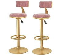 Barstools Bar Chair Counter Height Breakfast Restaurant Seat, Adjustable 360° Rotating and Lifting, Soft Cushion with Backrest Flannel, Household Breakfast Stool with Footres