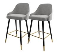 Barstools Bar Stools Set of 2, Contemporary Kitchen Bar Stools Chair Fabric High Barstool Chairs with Velvet Upholstered Seat and Metal Legs Footrest (C)