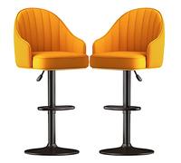 Barstools Bar Stools Set of 2, Counter Height Swivel Barstools with Back, PU Leather Tall Counter Stool Chairs for Kitchen Island/Counter Pub and Dining Room (Orange One Size)