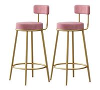 Barstools Bar Stools Set of 2, Soft Velvet Seat Bar Chairs, Breakfast Counter Kitchen Chairs Metal Legs Barstools Dark Grey High Stools (Gray 75cm)