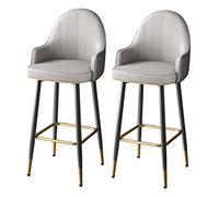 Barstools Barstools Counter Height Bar Chairs, Set of 2 Bar Stools Chair Leather High Stools for Breakfast Bar, Kitchen and Home, Grey Dining Room Furniture (B 65cm)