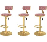 Barstools Barstools Set of 3 Breakfast Dining Stools Swivel Adjustable Bar Stools with Back，for Kitchen Counter Padded Counter Height Velvet Bar Chairs