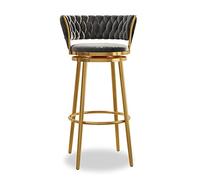 Barstools Height Set of 4, Swivel High Velvet Stool Chairs Counter Stools with Woven Back for Home Bar Kitchen Island Chair Grey (1pcs 65cm)