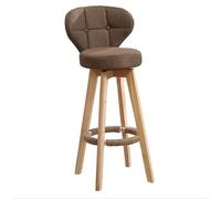 Barstools/Kitchen Breakfast Swivel Barstool, Wooden Barstool, Gray/Blue/Green Cotton Linen Low Backrest & Footrest (65/75cm) Brown, sitting high 75cm