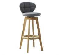 Barstools/Kitchen Breakfast Swivel Barstool, Wooden Barstool, Gray/Blue/Green Cotton Linen Low Backrest & Footrest (65/75cm) Grey, sitting high 75cm