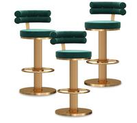Barstools Modern Velvet Bar Stools with Backrest, Adjustable Height Swivel Counter Stools, Round Seat Bar Chairs with Footrest for Kitchen Island, Pub, Home Bar