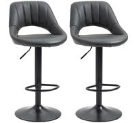 Barstools Set of 2 Adjustable Swivel Height Gas Lift PU Leather Counter Chairs with Footrest