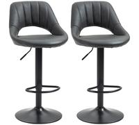 HOMCOM Barstools Set of 2 Adjustable Swivel Height PU Leather Counter Chairs in Grey HOMCOM Grey
