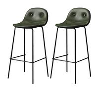 Barstools Set of 2 Bar Stools Faux Leather Seat Counter Stools with Back Bar Chairs Kitchen Breakfast Dining Stools (Green,75cm)