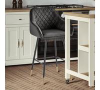 Barstools - Set of 2 - Gun Metal Grey Velvet