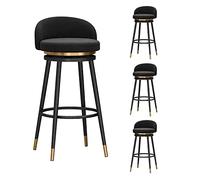 Barstools Velvet Set of 4, Kitchen Breakfast Stools Chair with Backs and Footrest, Counter High Bar Stool, (Black Seat Height 75cm)