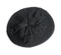 Bart Stick-On Women's Knitted Wool Beret Baggy Beanie Crochet Hat Winter Ski Knitted Cap Fur Hat Women, black, One Size
