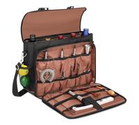 Bartender Bag for Cocktail Shaker Set, Messenger Bag with Padded Compartments for Travel Bartender Kit, Portable Tool Bag Perfect for Cocktail Stirrers and Bar Shakers (Brown)