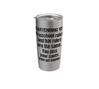 Bartender Bartending 101 Preschool Bar Rules Black Stainless Steel Insulated Tumbler
