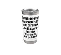 Bartender Bartending 101 Preschool Bar Rules Black Stainless Steel Insulated Tumbler