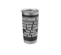 Bartender Bartending 101 Preschool Bar Rules White Humor Stainless Steel Insulated Tumbler