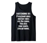 Bartender Bartending 101 Preschool Bar Rules White Tank Top