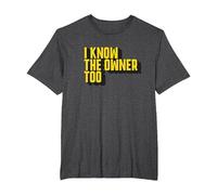 Bartender Design I Know The Owner Too Funny Bouncer Bar Pub T-Shirt, Men's Big and Tall, Dark Heather Grey, 6X Tall