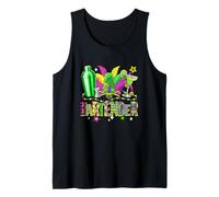 Bartender Job Tools Mardi Gras Masked Beads Funny Parades Tank Top