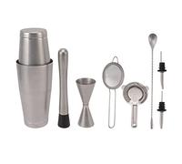 Bartender Kit 9PCS Stainless Steel | Cocktail Shaker Set with Temperature Control | Bar Tools for Home/Party/Mixology | 33.1 oz, Dishwasher Safe (Type C)