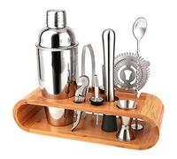 Bartender Kit-Cocktail Shaker Set 10 PC Bar Tool Set with Sleek Bamboo Stand Base, Kitchen Martini Shaker and Bar Tools, Perfect Home Bartending Kit for an Awesome Drink Mixing Experience