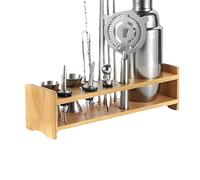 Bartender Kit Stand, Professional Cocktail Shaker Stand - Wooden Stand for Bartender Kit Storage - Dining Drink - Tool Stand Match with Complete Bartending Tool Set