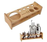 Bartender Kit Stand Stylish Wood Bartender Stand Large Capacity Space Saving Cocktail Shaker Set Essential Bar Tool Set Cocktail Making Barware Tool