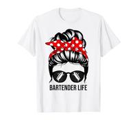Bartender Life Messy Bun Hair Funny Bartender Value Graphic T-Shirt, Men, White, L