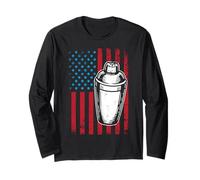 Bartender Mixologist American Flag Vintage Long Sleeve T-Shirt
