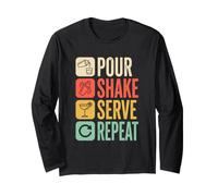 Bartender Pour Shake Serve Repeat Mixology Long Sleeve T-Shirt