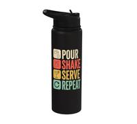 Bartender Pour Shake Serve Repeat Mixology Stainless Steel Insulated Water Bottle