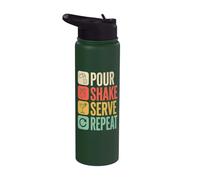 Bartender Pour Shake Serve Repeat Mixology Stainless Steel Insulated Water Bottle