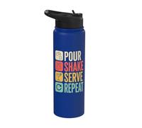Bartender Pour Shake Serve Repeat Mixology Stainless Steel Insulated Water Bottle