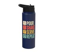 Bartender Pour Shake Serve Repeat Mixology Stainless Steel Insulated Water Bottle