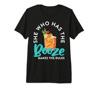 Bartender She Who Has The Booze Makes The Rules Barmaid Premium T-Shirt
