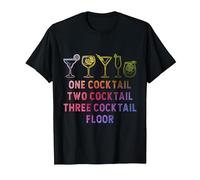 Bartender Three Cocktail Floor Bartending T-Shirt, Men, Black, 4X-Large