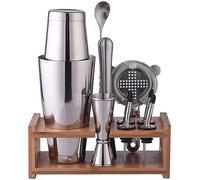 Bartending Kit with Stand - Durable Non Rust Bar Set Cocktail Shaker Set for Martini Drink Mixing - Mixology Bartender Kit for The Home with Cocktail Recipes - Fun Cocktail Kit Gifts Set