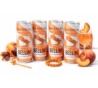 Bartenura Peach Bellini Wine Cocktail Cans - 5% Low Alcohol Vol, Ready-to-Drink Sparkling Peach Wine, Product of Italy, Party Drinks
