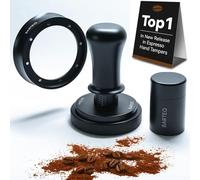 BARTEQ 53.3mm Espresso Tamper - Calibrated 30lbs Double Spring-Loaded Coffee Tamper with Dosing Funnel, WDT Tool & Stainless Steel Ripple Base - Fits 53mm Portafilters